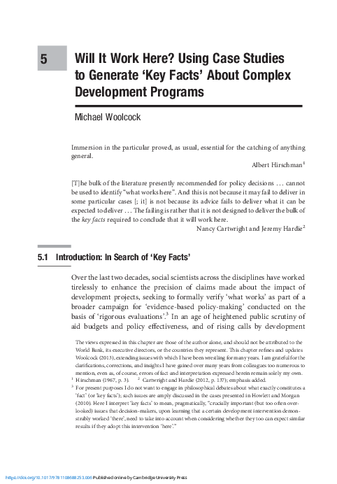 (PDF) Will It Work Here? Using Case Studies to Generate ‘Key Facts ...