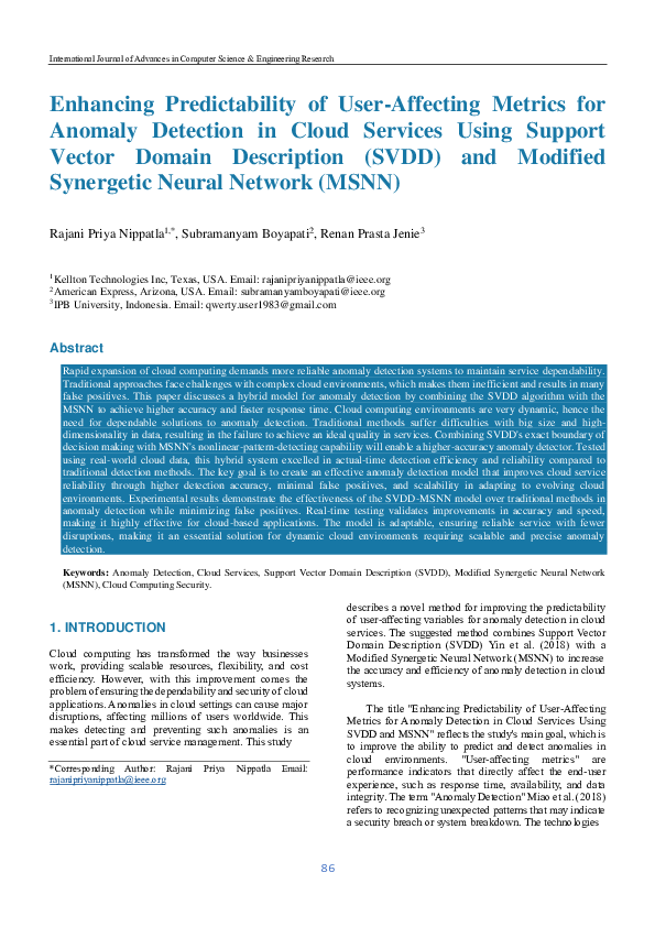 (PDF) Enhancing Predictability of User-Affecting Metrics for Anomaly ...