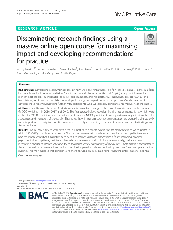 (PDF) Disseminating research findings using a massive online open ...