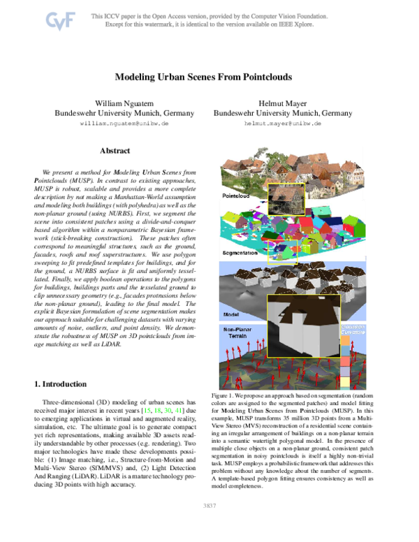 (PDF) Modeling Urban Scenes from Pointclouds