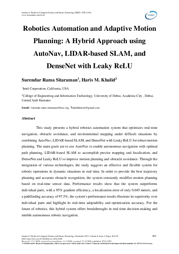 PDF) Robotics Automation and Adaptive Motion Planning: A Hybrid