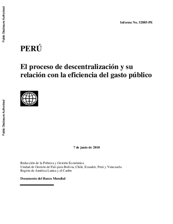 (PDF) Peru - El proceso de descentralizacion y su relacion con la ...