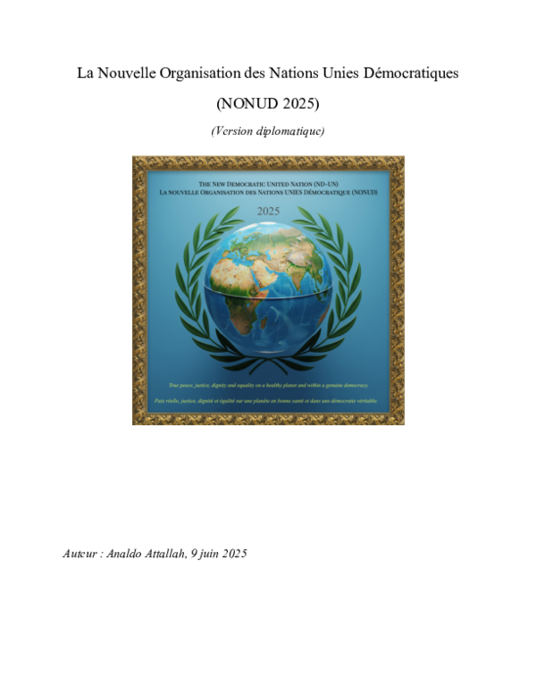 (PDF) La Nouvelle Organisation des Nations Unies Démocratiques (NONUD 2025)