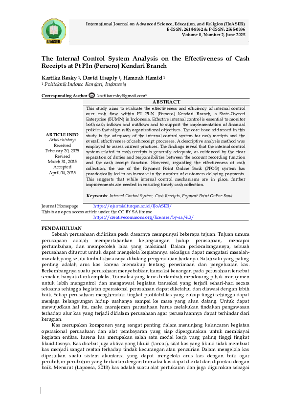 (PDF) The Internal Control System Analysis on the Effectiveness of Cash ...