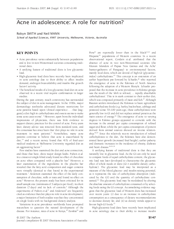 Gallery Detail: Pdf Acne In Adolescence A Role For Nutrition