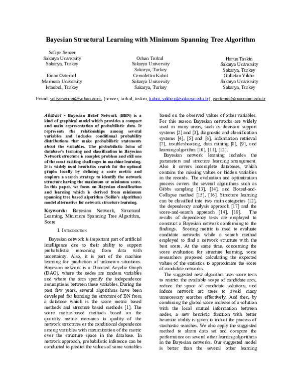(PDF) Bayesian Structural Learning with Minimum Spanning Tree Algorithm