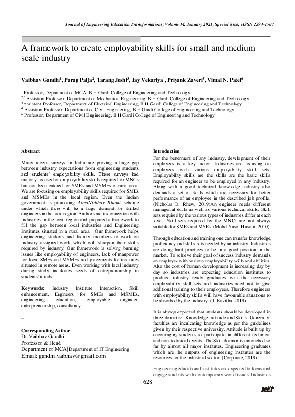 (PDF) A Framework to Create Employability Skills for Small and Medium ...