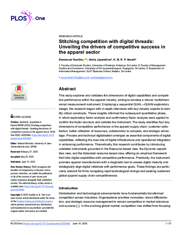 (PDF) Stitching competition with digital threads: Unveiling the drivers ...