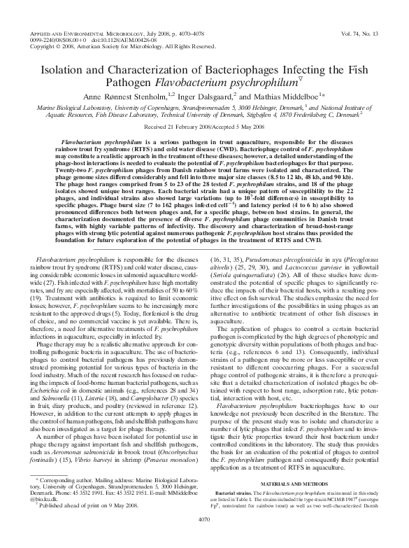 (PDF) Isolation and Characterization of Bacteriophages Infecting the ...