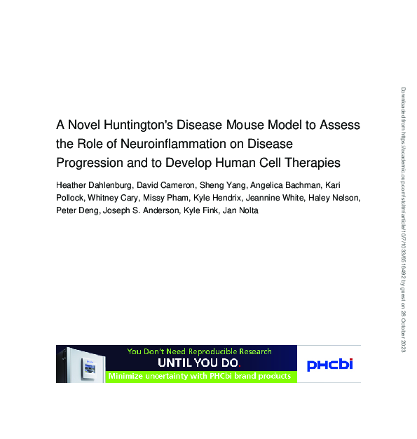 (PDF) A Novel Huntington's Disease Mouse Model to Assess the Role of ...