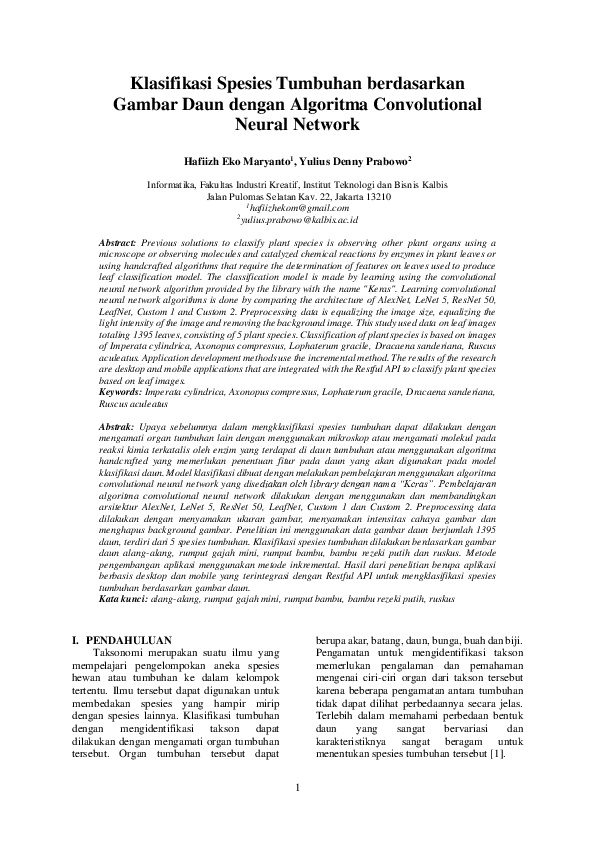 (PDF) Klasifikasi Spesies Tumbuhan berdasarkan Gambar Daun dengan ...