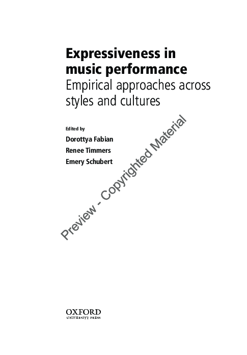(PDF) Expressiveness in Music Performance: Empirical Approaches across ...