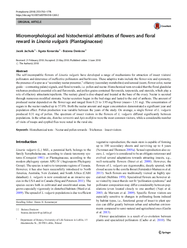 (PDF) Micromorphological and histochemical attributes of flowers and ...