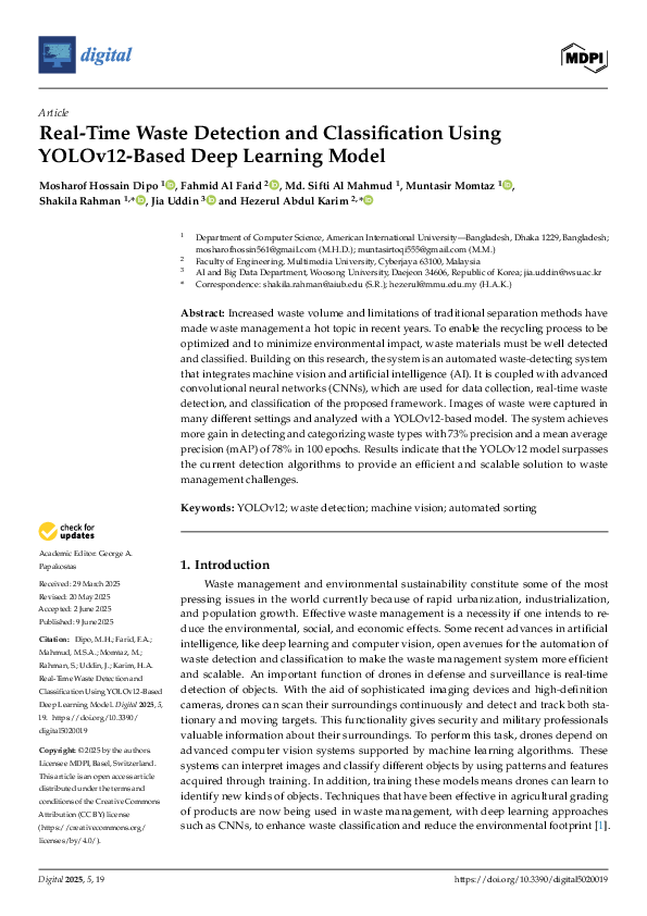 (PDF) Real-Time Waste Detection and Classification Using YOLOv12-Based ...