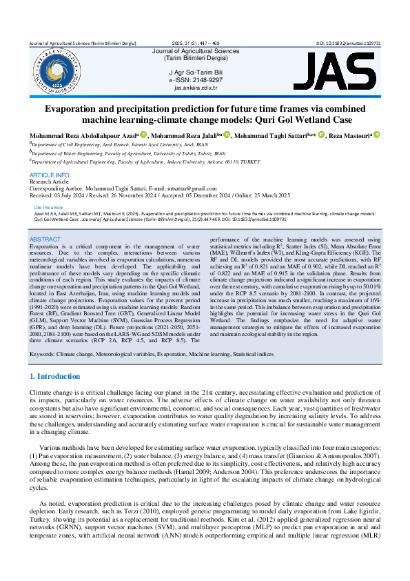 (PDF) Evaporation and precipitation prediction for future time frames ...