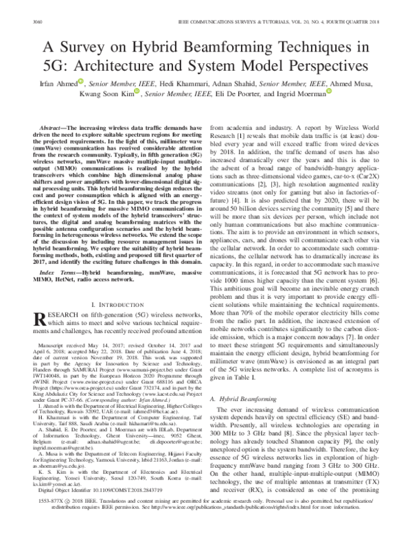 (PDF) A Survey on Hybrid Beamforming Techniques in 5G: Architecture and ...