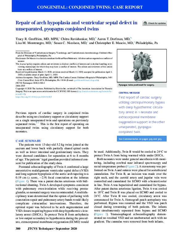 (PDF) Repair of arch hypoplasia and ventricular septal defect in ...