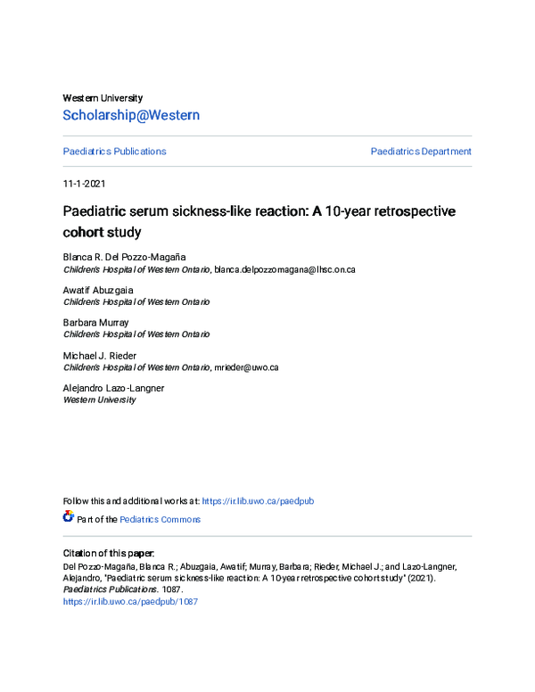 (PDF) Paediatric serum sickness-like reaction: A 10-year retrospective ...