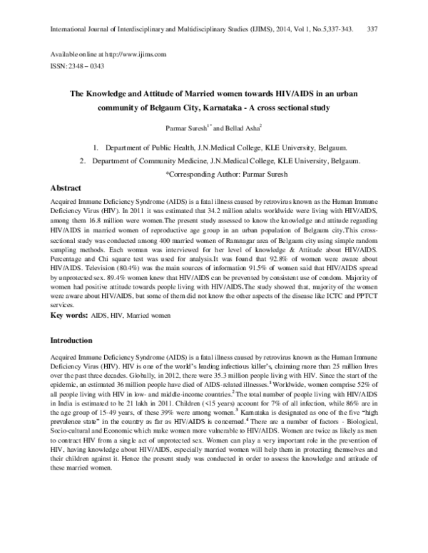 (PDF) The Knowledge and Attitude of Married women towards HIV/AIDS in ...