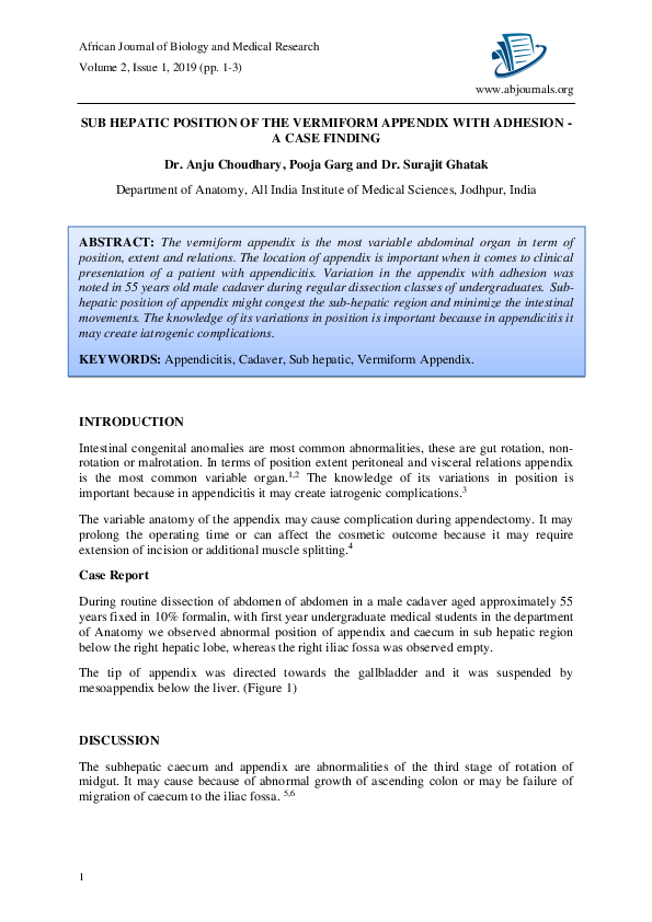 (PDF) Subhepetic position of the vermiform appendix with adhesion – A ...