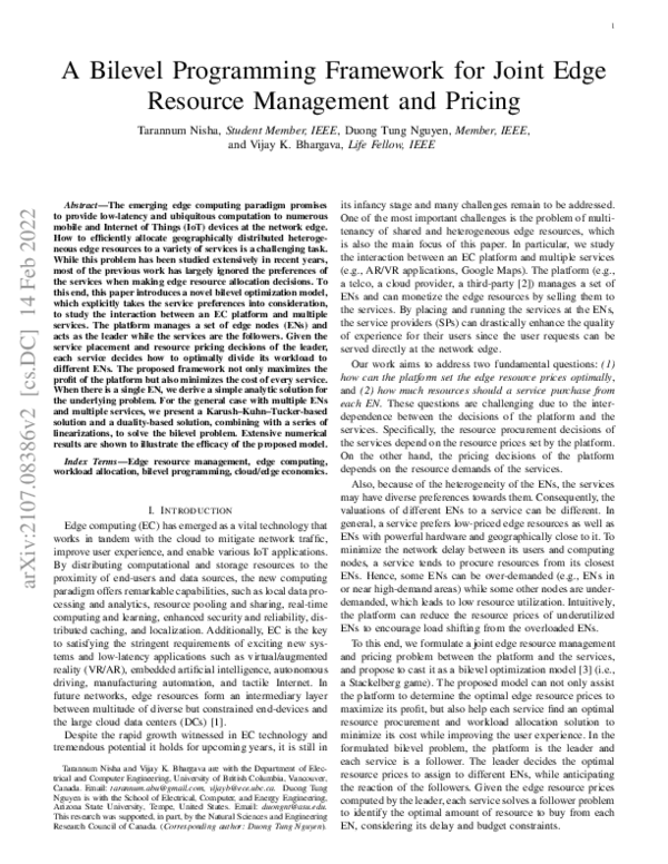 (PDF) A Bilevel Programming Framework for Joint Edge Resource ...