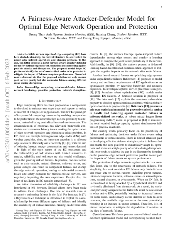 (PDF) A Fairness-Aware Attacker-Defender Model for Optimal Edge Network ...