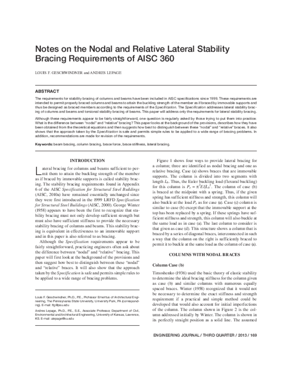 (PDF) Notes on the Nodal and Relative Lateral Stability Bracing ...
