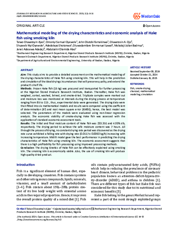 (PDF) Mathematical modeling of the drying characteristics and economic ...