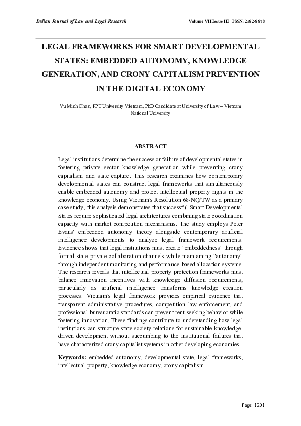 (PDF) LEGAL FRAMEWORKS FOR SMART DEVELOPMENTAL STATES: EMBEDDED ...