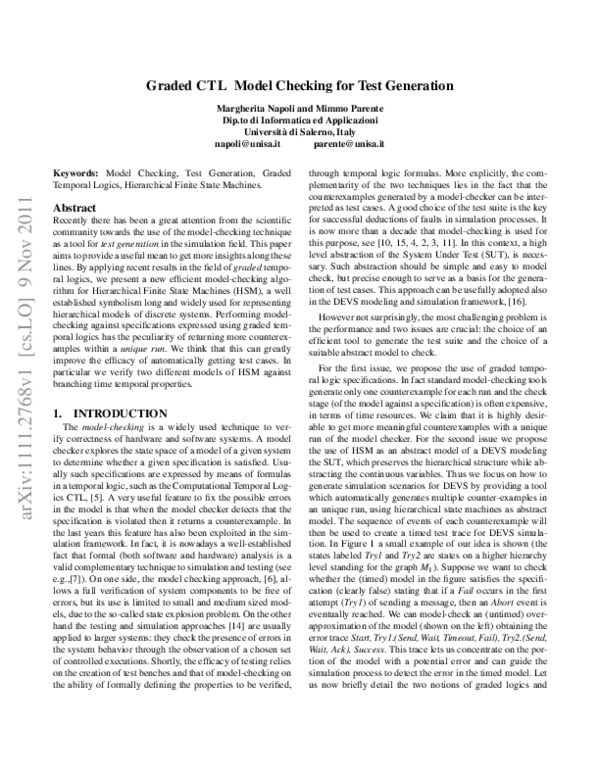 (PDF) Graded CTL model checking for test generation