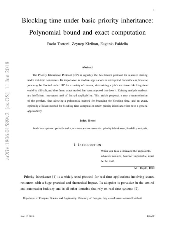 (PDF) Blocking time under basic priority inheritance: Polynomial bound ...