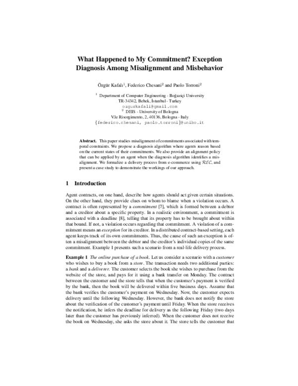 (PDF) What Happened to My Commitment? Exception Diagnosis among ...