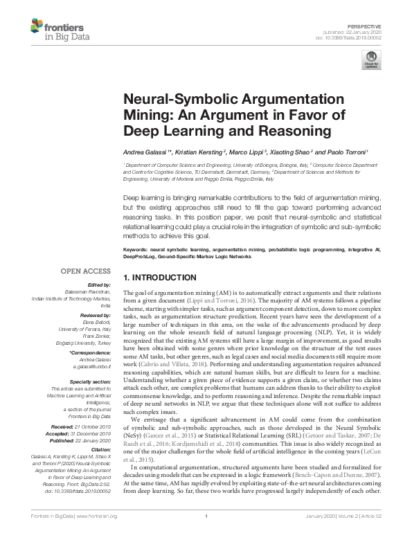(PDF) Neural-Symbolic Argumentation Mining: An Argument in Favor of ...