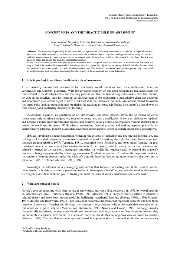 (PDF) Concept Maps and the Didactic Role of Assessment