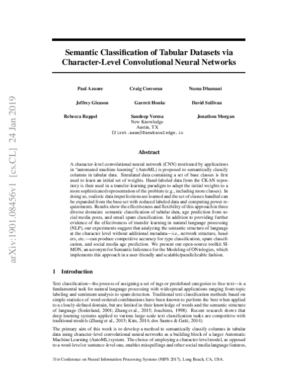 (PDF) Semantic Classification of Tabular Datasets via Character-Level ...