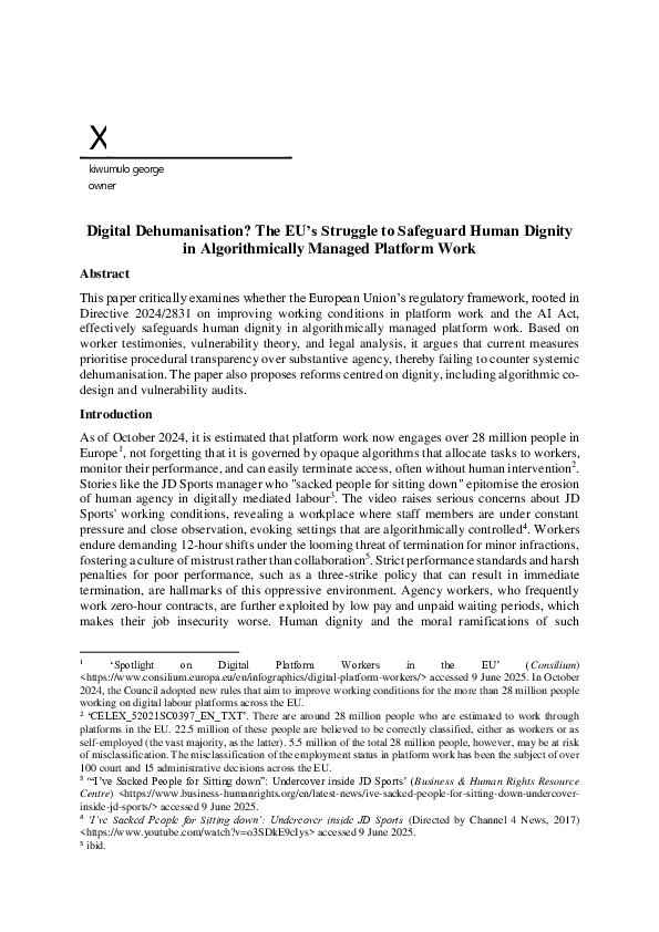 (PDF) Digital Dehumanisation? The EU's Struggle to Safeguard Human ...