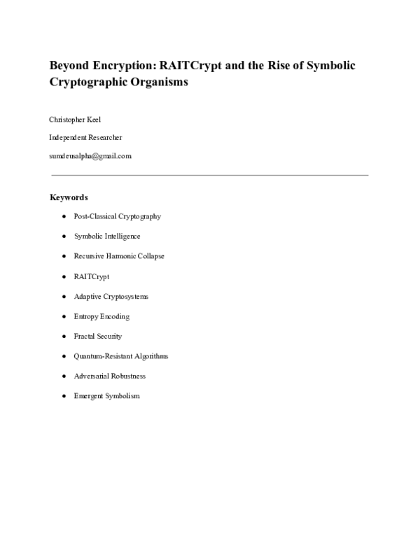 (PDF) Beyond Encryption: RAITCrypt and the Rise of Symbolic ...