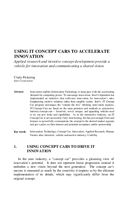 (PDF) Using IT Concept Cars to Accelerate Innovation - Applied research ...