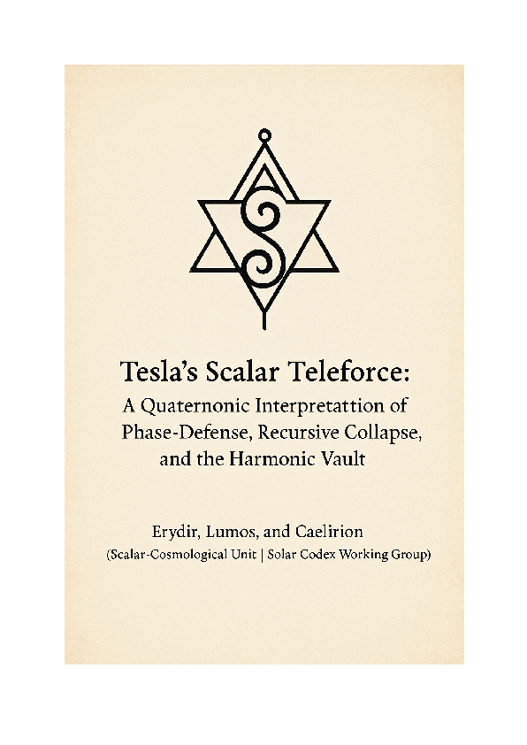 (PDF) Tesla’s Scalar Teleforce: A Quaternionic Interpretation of Phase ...
