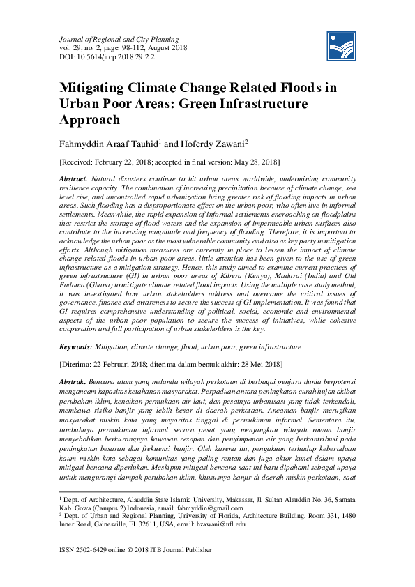 (PDF) Mitigating Climate Change Related Floods in Urban Poor Areas ...