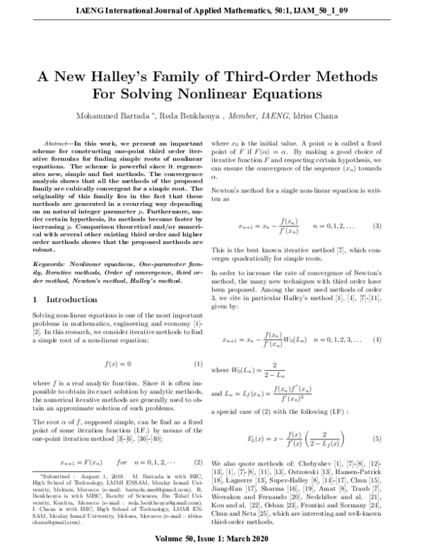 (PDF) A New Halley’s Family of Third-Order Methods For Solving ...
