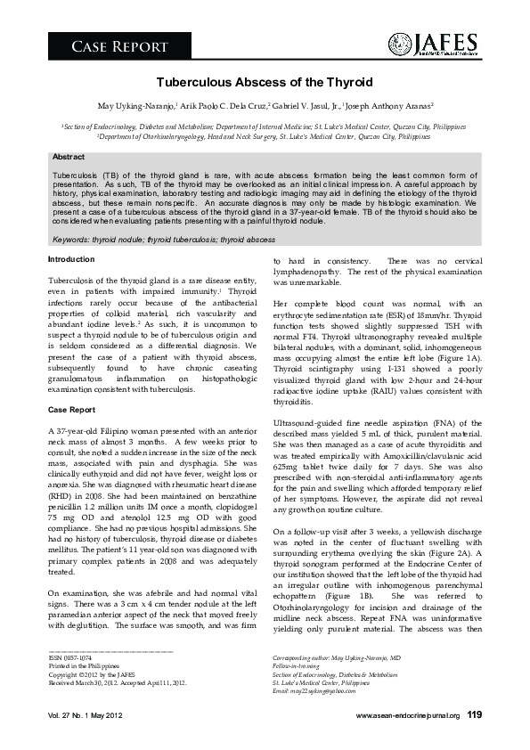 (PDF) Tuberculous Abscess of the Thyroid