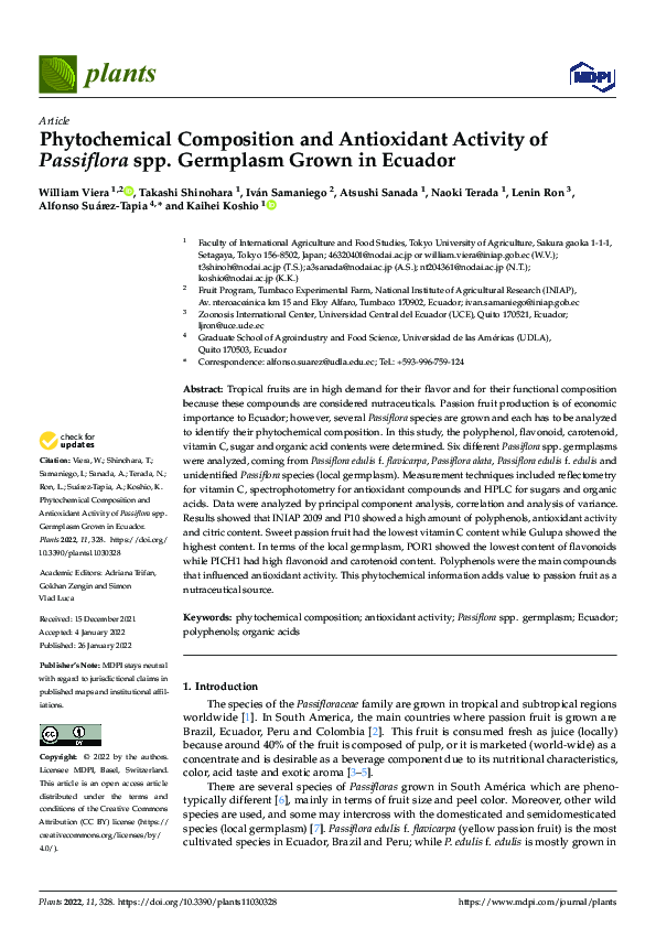 (PDF) Phytochemical Composition and Antioxidant Activity of Passiflora ...