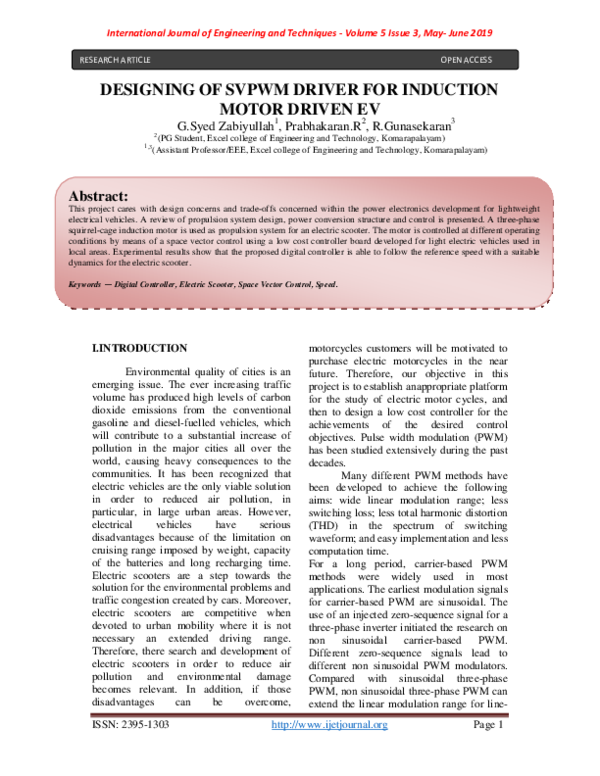(PDF) Designing of SVPWM Driver for Induction Motor Driven Ev