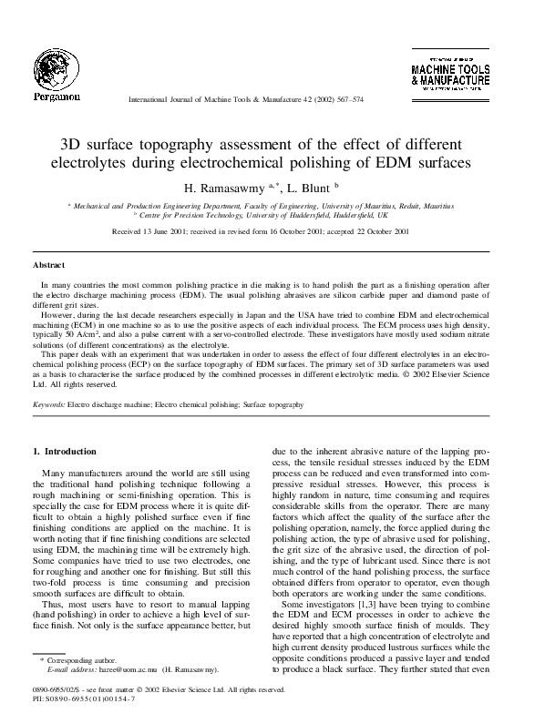 (PDF) 3D surface topography assessment of the effect of different ...