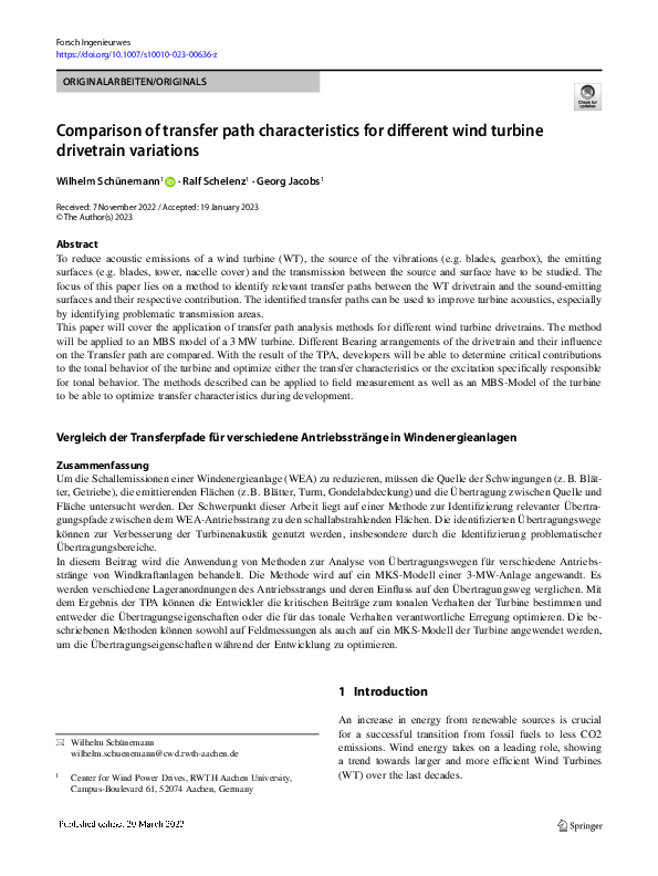 (PDF) Comparison of transfer path characteristics for different wind ...