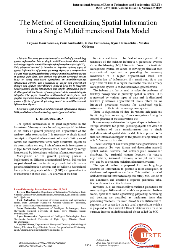 (PDF) The Method of Generalizing Spatial Information into a Single ...