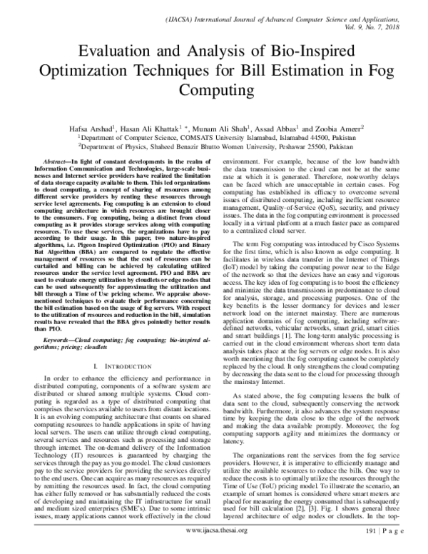 (PDF) Evaluation and Analysis of Bio-Inspired Optimization Techniques ...
