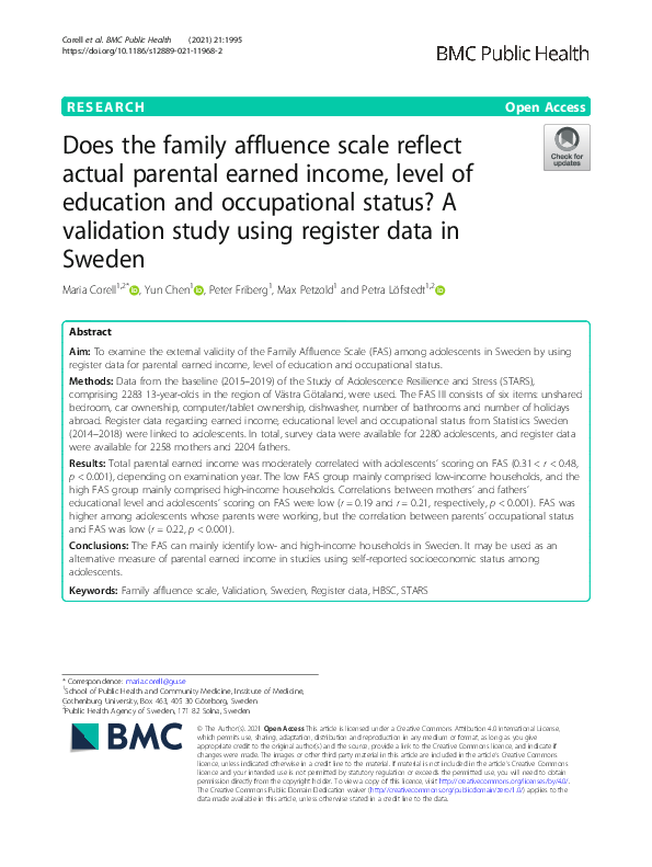 (PDF) Does the family affluence scale reflect actual parental earned ...