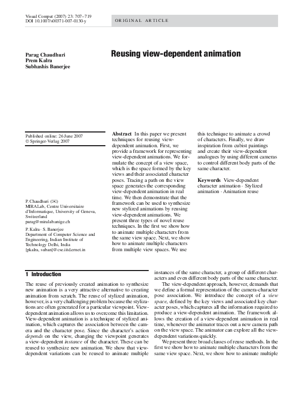 (PDF) Reusing view-dependent animation